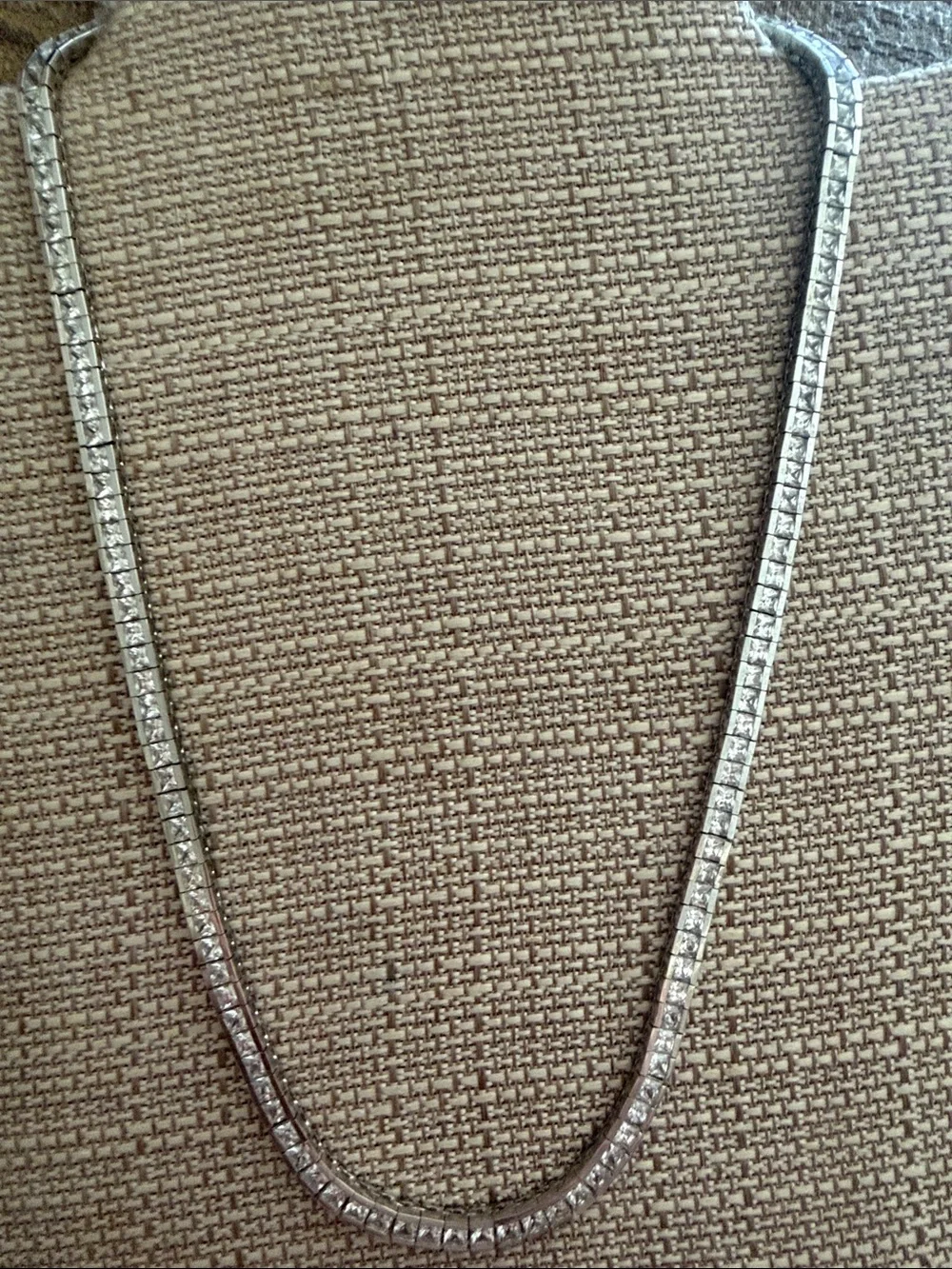 Classic Silver-Tone Crystal Tennis Necklace - Silver like brand new. Never worn